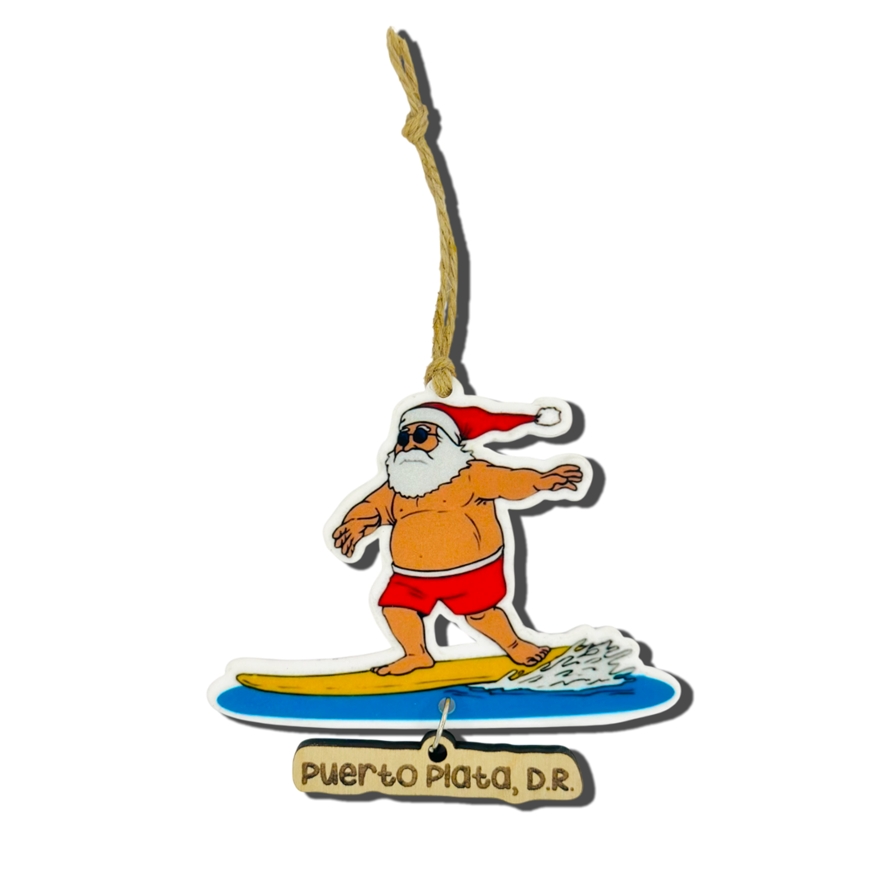 Santa surfing + placa